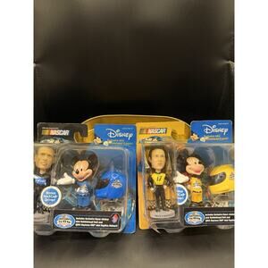 DISNEY 2004 DAYTONA 500 MARK MARTIN/MICKEY MOUSE DUAL MINI BOBBLE HEADS NEW